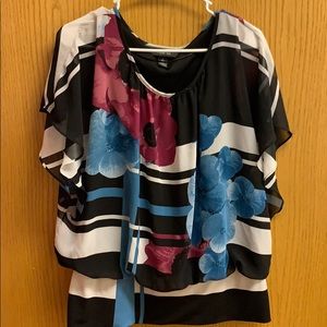 Black and White Floral Top